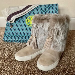 Tory Burch Ankle boot suede and rabbit